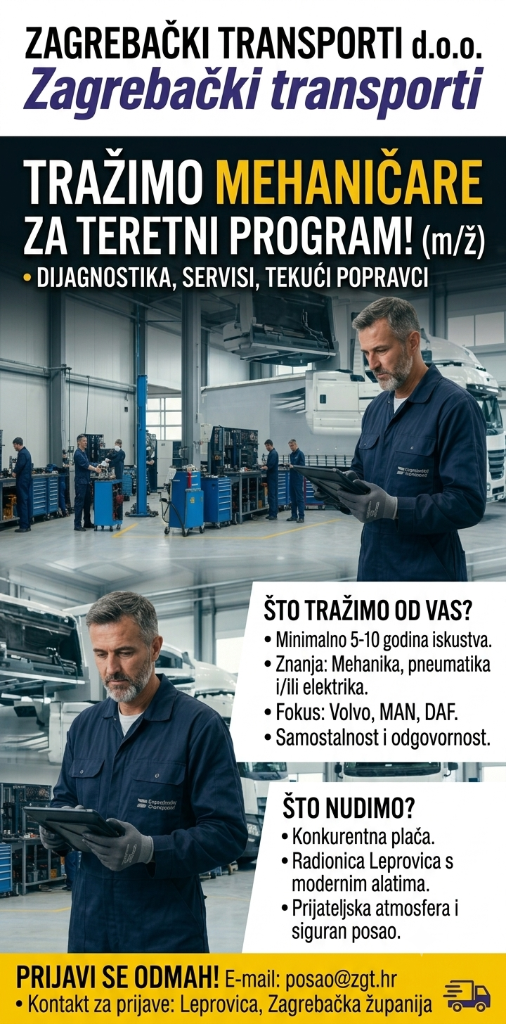 Mehaničar radi na teretnom vozilu u radionici Zagrebačkih transporta